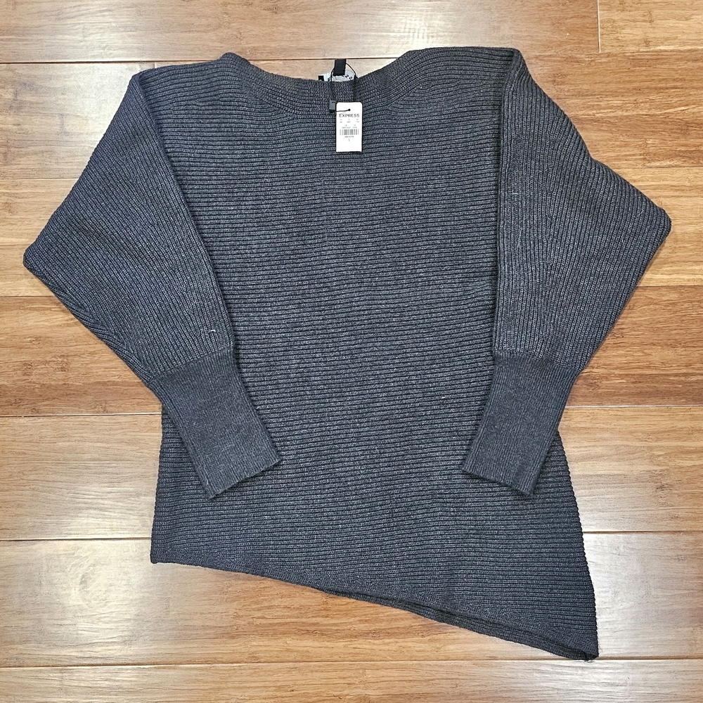 Express Charcoal Gray Off Shoulder Neck Sweater